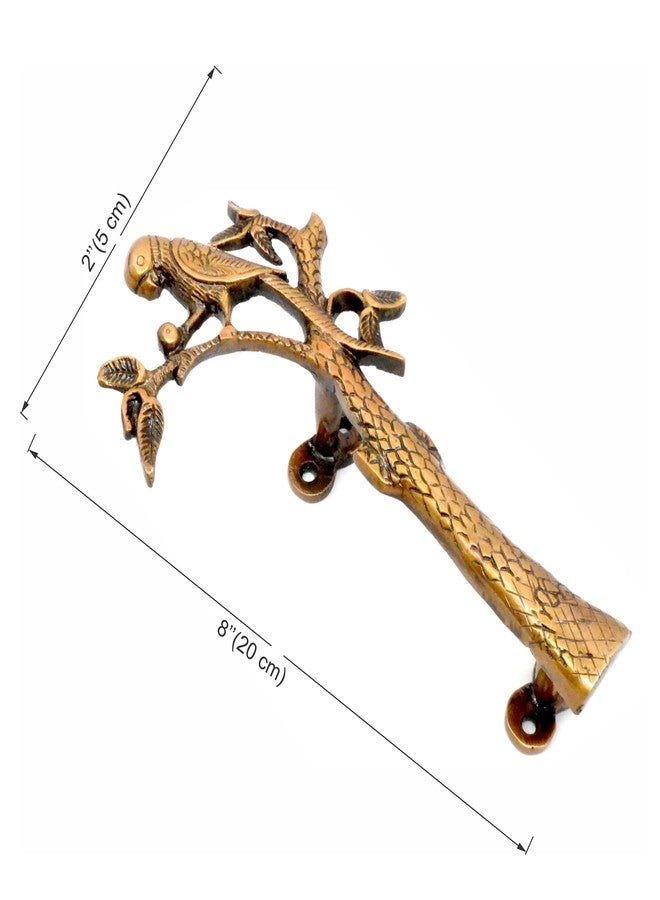 Two Moustaches Brass Parrot on Tree Design 8 Inches Brass Door Handle Pair, Door Handles for Home Decor, Door Pull Handles, Handleset, Handles for Wooden Door, Standard Size; Antique Yellow Pack of 2 - Image 4